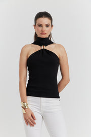 TOP AVEC BOUCLE METAL SOLIRA NOIR